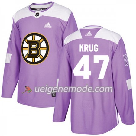 Herren Eishockey Boston Bruins Trikot Torey Krug 47 Adidas 2017-2018 Lila Fights Cancer Practice Authentic